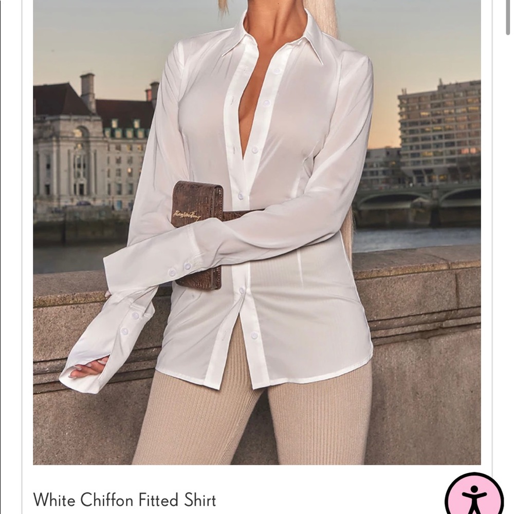 White chiffon button down shirt